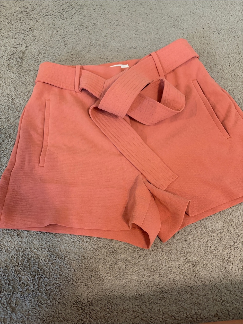 Aritzia wilfred Coral Tie-Belt High-Waist Bermuda Shorts